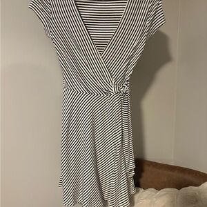 Striped Black and White Wrap Dress